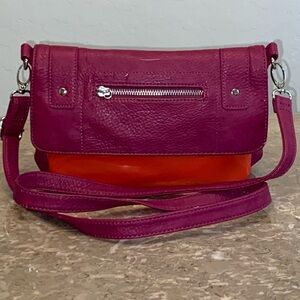 Kate Landry Color Block Pebbled Leather Crossbody Bag EUC